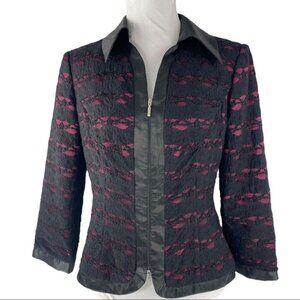 JS Collections Women's Black Pink Lace 3/4 Sleeve Formal Jacket 8/C38‎